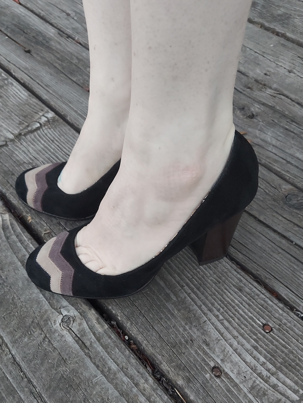 Missoni for Target Black Suede Block Heel Pumps with Chevron Accents